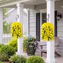 Sggvecsy Artificial Bougainvillea Flowers Fake Hanging Flowers Plants for Outdoor Outside Decoration 2PCS Faux Silk UV Resistant Long Trailing Vines for Front Door Home Porch Patio Yard (Yellow)