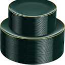 PULOTE 60PCS Green Plastic Plates - Heavy Duty Green Disposable Include 30 Each (10 inch Dinner & 7 inch Dessert) Plates, Ideal for Party & Christmas