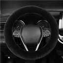 Kewucn Fuzzy Car Steering Wheel Cover, Fluffy Soft Fur Wheel Protector for Warm Winter, 15'' Anti-Slip Steering Wheel Covers, Universal Vehicle Interior Accessories for Men Women (Black)