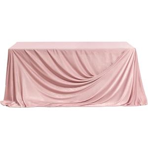 Ling's moment Dusty Rose Wedding Table Cloths in Velvet-Like Fabric, 9ft x 11ft, Fits 4ft/6ft Rectangular/Round Sweetheart&Head Table for Wedding Reception, Bridal Shower, Birthday Decoration