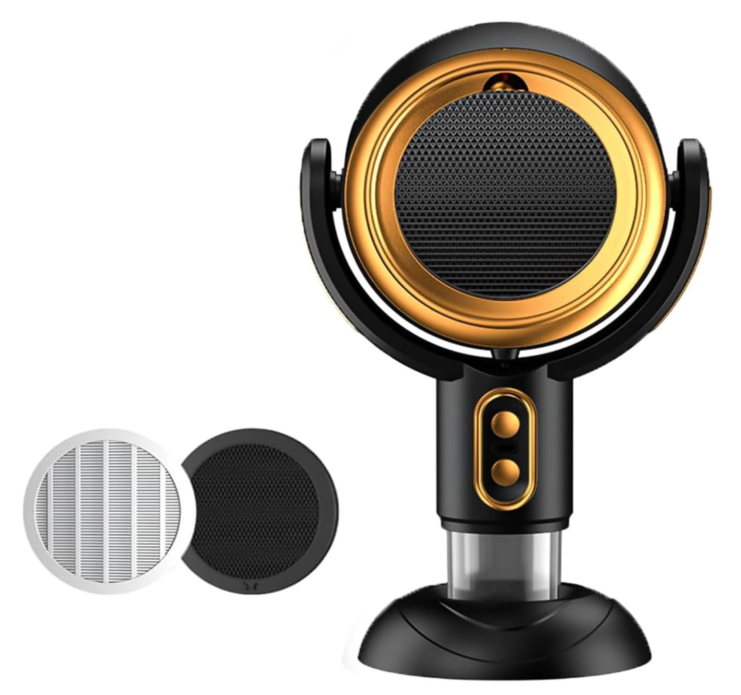 PuffHide Purifer FAN& Smoke Away Purifier Fan Portable Black Gold Adjustable Angle PuffHide PurifierFan,Tabletop SmokePurifier Filters for RemovesOdor(Plugln)