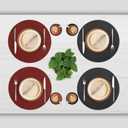 Myir JUN Round Placemats Set of 6 Faux Leather Place Mats and Coasters 15 inch Round Table Mats Dual Sided Non-Slip Stain Resistant Placemats (Red & Black, Set of 6)