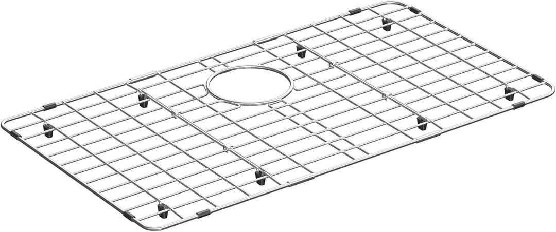 Large Sink Protector for Kitchen, Metal Sink Bottom Grid with 28-3/4" X 15-3/4",Stainless Steel Kitchen Sink Grate with Rear Drain Hole, Kitchen Sink Rack with Strainer for Single Bowl