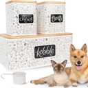 A&N Essentials 3-Piece Pet Food Storage Container Set  Airtight Galvanized Steel with Bamboo Lids  Holds Up to 6 lbs Kibble & 6 Cups Treats for Dogs & Cats