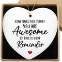 Positive Gift for Women Hanging Ornament Ceramic Heart Keepsake You are Awesome Inspirational Encouragement Cheer Up Gifts Birthday Christmas Decoration Tree Gifts for Best Friend Sister Family