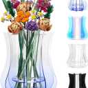 Vase for Lego Flowers Bouquet Upgraded, Acrylic Display Holder Compatible with Lego Botanical Collections Roses Sunflowers, for Lego Flower Building Set Lovers, Gradient Blue