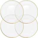 Ms Lovely Clear Glass Charger 13 Inch Dinner Plate With 0.5 CM Metallic Rim - Set of 4 - Gold