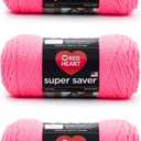 Red Heart Super Saver Pretty N' Pink Yarn - 3 Pack of 198g/7oz - Acrylic - 4 Medium (Worsted) - 364 Yards - Knitting/Crochet
