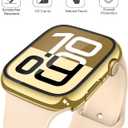Misxi 2 Pack Tempered Glass Case Compatible for Apple Watch Series 11 (2025) Series 10 42mm, Hard PC Screen Protector Overall Protection Scratch-Resistant Cover for iWatch, 1 Gold + 1 Transparent