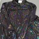 Mens 70s 60s Disco Shirt Metallic Party Costume Long Sleeve Button Down Shirts (Medium)