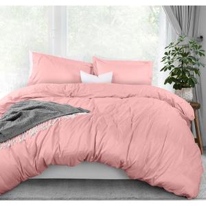 Utopia Bedding Duvet Cover Queen Size - 3 Piece with Zipper Closure - 1 Comforter Cover 90X90 Inches & 2 Pillow Shams 20X26 Inches (Pink) Comforter Not Included