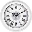 Topkey 12 Inch Wall Clock Silent Non-Ticking Vintage Roman Numerals Wall Clocks for Living Room Kitchen Bedroom Home Office (Battery Not Included) - White