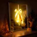 VIYYIEA Christmas Decor+Mirror+Led Light, Versatile 3-in-1 Design, Jingle Bell Wall Art, Decorative Mirror with USB Power, Modern Illuminated Wall Decor for Living Room 20L x 16W