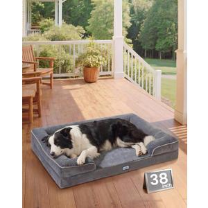OhGeni Orthopedic Dog Bed Couch Cat Sofa for Large Sized Pets with Memory Foam, Machine-Washable Waterproof Removable Cover, Soft Comfortable Fabric, 38-inch