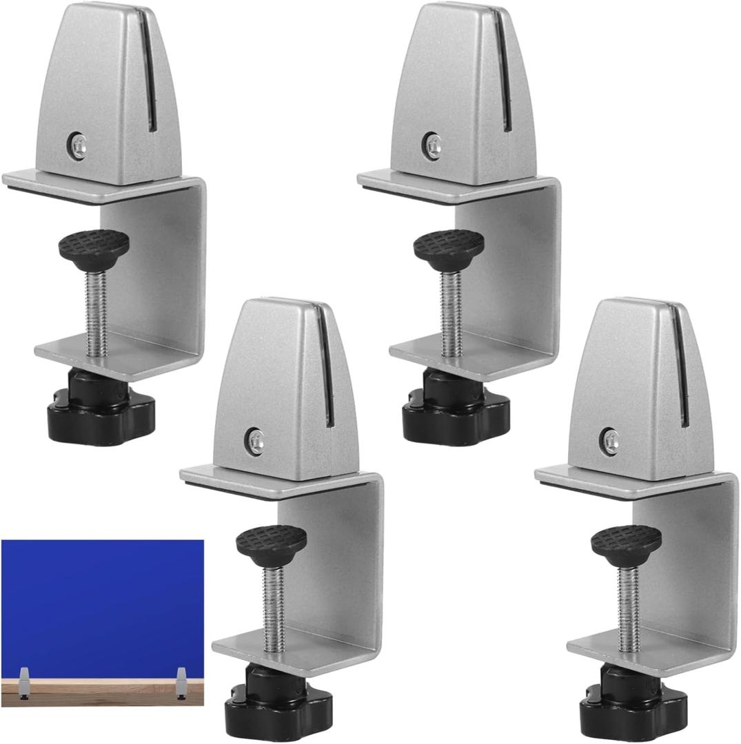 4 PCS Sneeze Guard Support Clamps, Adjustable Desk Clamp for Dividers, Aluminum Alloy Desk Shield Clamp, Privacy Panel Clamp for Office Desk, Easy Installation, Anti-Scratch