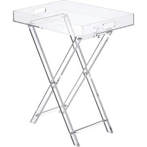 Furniture Acrylic Folding Tray Table,Small Side Table,Lucite End Table,Clear,Modern,13Dx19''Wx23''H, 1-tier-a