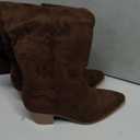 Athlefit Suede Knee High Boots Women Fall Tall Boots Side Zipper Brown 8.5