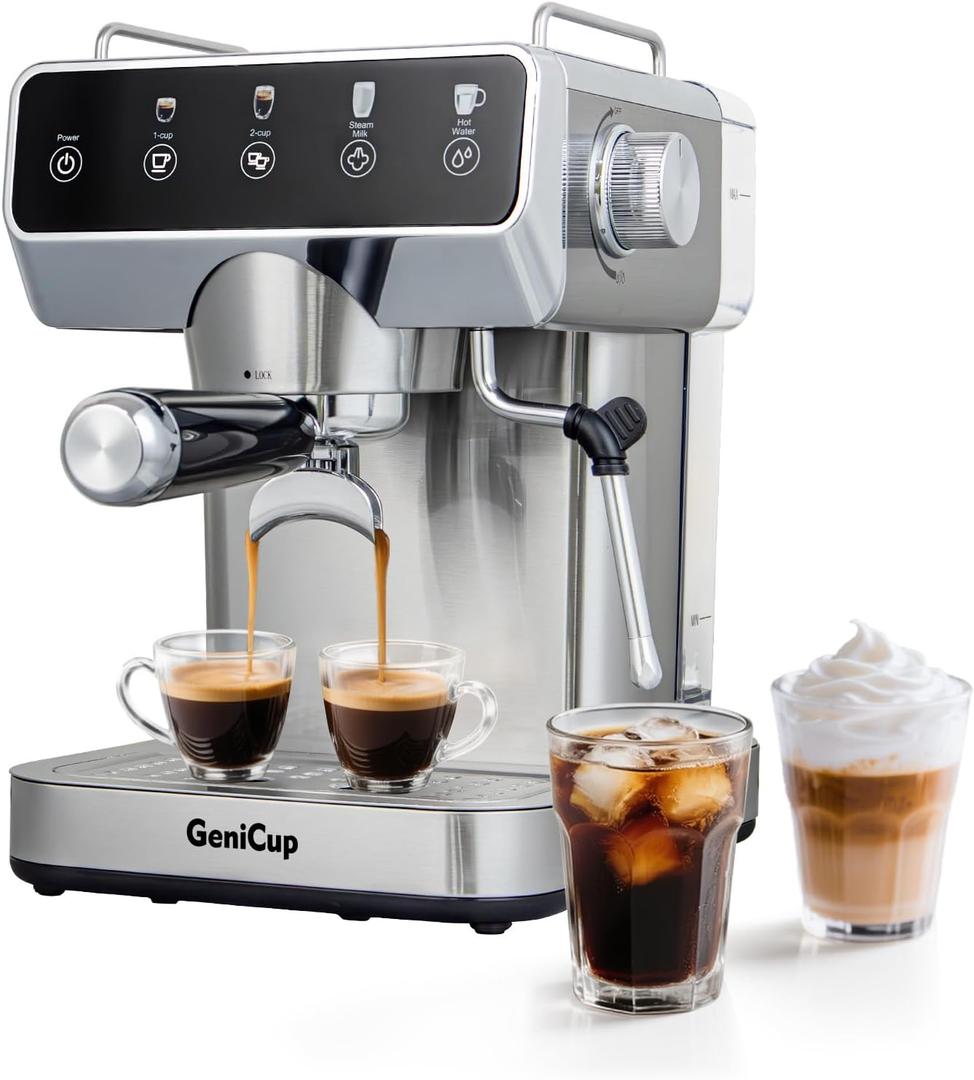 Coffee Machines With Touchscreen 20 Bar Professional Espresso Maker With Milk Frother & Hot Water, Stainless Steel Coffee Maker for Cappuccino Latte Americano, for Home Office Use