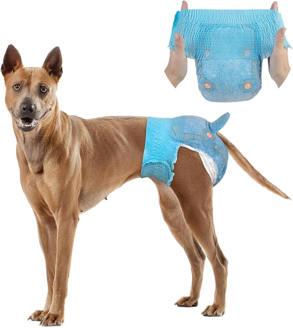 Dono Dog Diapers Female for Large Dogs with Stretchy Waist, Disposable Full Wrap Puppy in Heat Period Diapers, 360 Leak-Proof Super Absorbent Doggie Small Medium (XL (Waist 14.9"-22.8"))