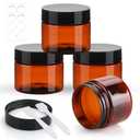2 x Travel Jars Containers for Toiletries TSA Approved 2oz 4 Pack Plastic Cream Jars Refillable Cosmetic Containers Leak-proof Travel Size Containers with Lid for Makeup Cosmetics (Brown)