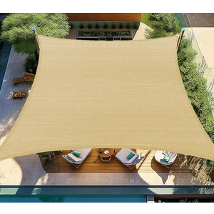 Shade&Beyond Custom PPR013 14'x16' Sun Shade Sail Canopy Rectangle, UV Block Sunshade for Backyard Yard Deck Outdoor Facility and Activities, Sand, (We Make Custom Size)