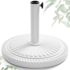 FRUITEAM 23-lbs Round Patio Umbrella Base Pre-Filled Umbrella Stand 15" Sun-Flower-Pattern Heavy Duty Market Umbrella Base Stand for Patio, Outdoor, Swimming Pool, White