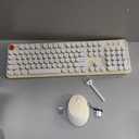 Wireless Keyboard and Mouse Combo, MOFII 104 Keys Full-Size Retro Round Keys Typewriter Keyboards Ergonomic Keyboards and Mouse Wireless for Windows, PC, Laptop, Desktop White