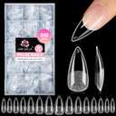 UNA GELLA Stiletto Gel Nail Tips:510Pcs Full Cover Nail Tips Medium Stiletto Almond Pre-etched Fake Clear Acrylic False Nails Sturdy Stiletto Press on Nails for Nail Extensions Home DIY Salon 15 Sizes