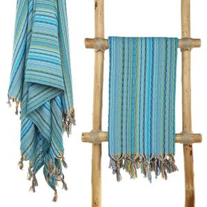 Cacala Pestemal Turkish Beach Towel Highly Absorbent Quick and Easy Dry Soft and Comfortable for Bath, Spa, Pool, Gym and Yoga 100% Cotton 37 x 70 (Blue)