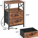 Huuger Nightstands Set of 2, Night Stand with Charger Station, 2 Drawer Side Table with Open Shelf, USB-C Port, End Table for Small Spaces, X Shaped Side Rail, Rustic Brown