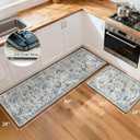 Ileading Large Anti Fatigue Kitchen Mats 2PCS 20"x59"+20"x32" Waterproof Long Kitchen Runner Area Rug 0.47inch Thick Cushioned Comfort Standing Mat for Kitchen, Floor, Home, Office, Sink, Blue