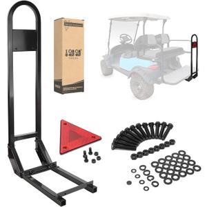 10L0L Universal Golf Cart Rear Safety Grab Bar w/Triangle Reflector Fit for Yamaha Club Car EZGO (2+2) /(4+2) Passenger Golf Cart Manual Hardware Included