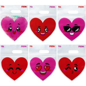 JOYIN 48 Pcs Valentines Day Cellophane Gift Bag,Candy Treat Bags,Goodie Bags with Red Pink Heart Designs for Kids Party Favors, Classroom Exchange Prizes, Valentines Cookie Bags