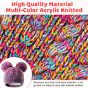 HAITHO Winter Hat for Kids Toddler Children, Girls Beanie with Double Pom Pom Warm Fleece Lined, Girls Accessories Knit Cap (Multicolor)