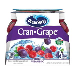 Ocean Spray Cran-Grape Juice Drink, 10 Ounce Bottle (Pack of 6) (EXP 07/28/26)