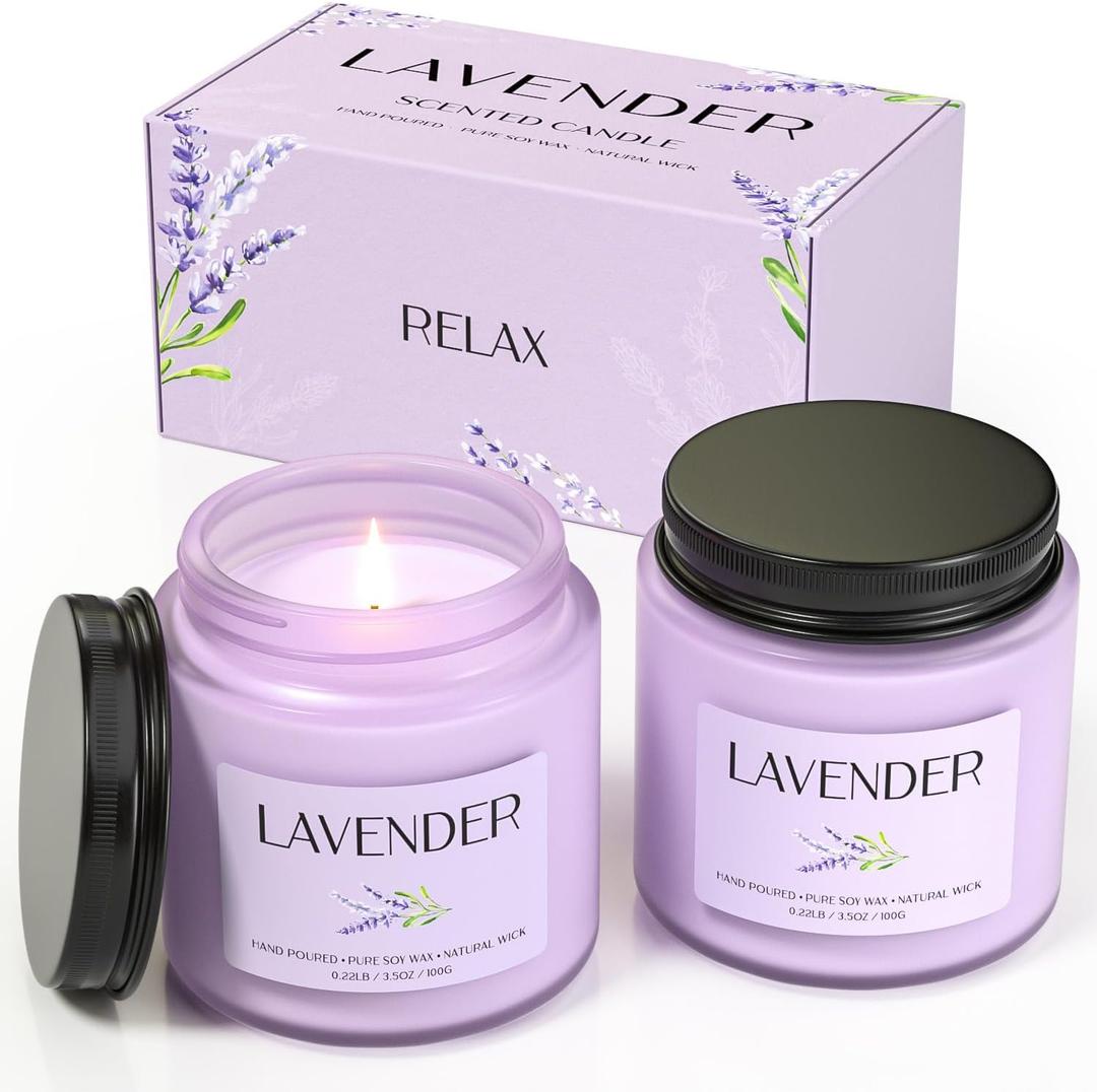Lavender Candle, Soy Candles for Women, Soy Candles for Home Scented, 2 Pack Aromatherapy Candle Gift Set for Relaxing, Stress Relief & Home Decor
