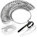 Ring Sizer Measuring Tool, 3 Types, 27 Pcs Metal Ring Sizing Kit, US Sizes 0-13 with Half Size, 2 Pcs Plastic Finger Measurer for Men/Women, USA 1-17 with Magnified Glass