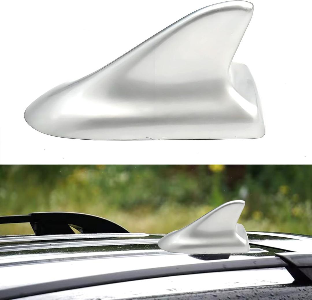 QKWL Car Shark Fin Universal Antenna, Shark Fin Antenna, Shark Fin Antenna Cover, Waterproof and Rust-Proof, Durable, Suitable for Most Cars, Trucks, SUVs, Etc (Silver)