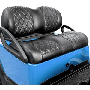 NOKINS Golf Cart P-P Diamond Leather seat Cover for it Club Car Precedent/Tempo/Onward Premium,No Stapler Required, Golf Cart Vinyl Replacement Seat Cover.Black