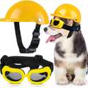 Frienda Dog Helmet and Goggles, UV Protection Doggy Sunglasses and 4 Inch Padded Puppy Motorcycle Helmet Adorable Dog Goggles with Adjustable Belt for Small Dogs Puppy Riding (Yellow)