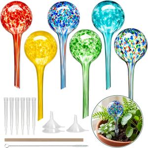 Self Watering Globes, 6 Pack Plant Watering Globes, Glass Automatic Auto Plant Water Bulbs for Indoor & Outdoor Plants,Multicolor Medium, for Daily UseVacation Hydration Devices,watering Can Outdoor