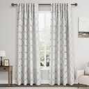 Nanspring Grey Geometric Pattern Off White Curtains 84 Inch Length 2 Panels Set for Living Room Back Tab Rod Pocket 50% Blackout Elegant Neutral Farmhouse Decor Curtain for Bedroom Dinner Room 52x84