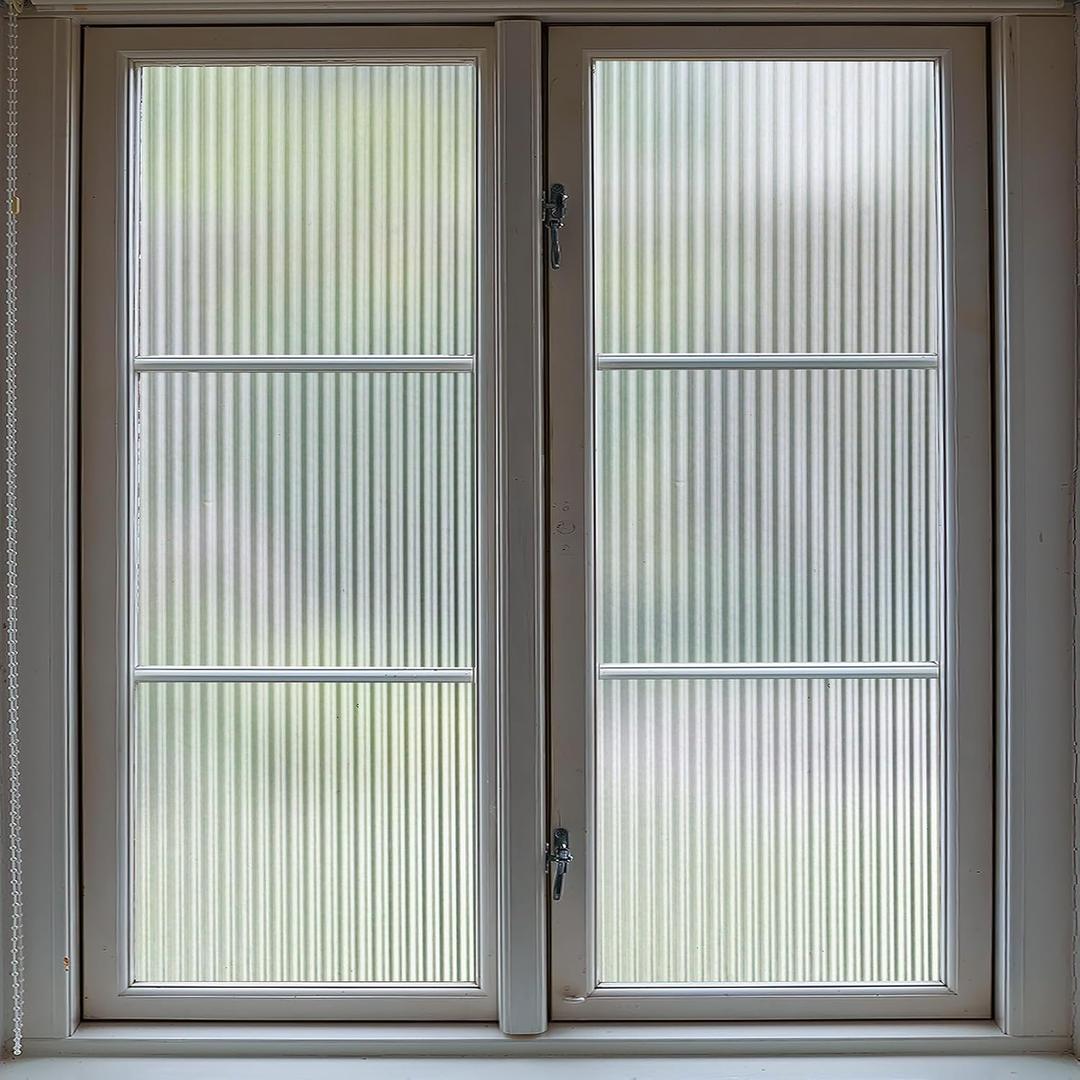 VELIMAX 1/2-Inch Reeded Glass Window Film, Frosted Reeds Window Film, Window Privacy Film, 3D Window Decals Non Adhesive for Bathroom Living Room Office, 35.4x78.7 inches