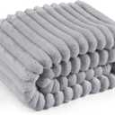 Bedsure Light Grey Fleece Blanket for Couch - Super Soft Cozy Blankets for Women, Cute Small Throws for Girls, 50x70 Inches