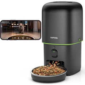 Automatic Cat Feeder with Camera - 5G WiFi Auto Cat Food Dispenser, 1080P HD Video with Night Vision, 1-15 Meals, 1-99 Portions, 2-Way Audio, Keeps Food Fresh, 4L Timed Pet Feeder Also for Dogs (Black)