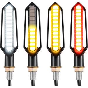 Benlari 4PCS Indicators Flowing LED Motorcycle Turn Signals Brake Lights & Daytime Running Lights Front Rear Turn Signal Lights Waterproof Fit for Harley Honda Yamaha Triumph