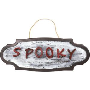 Needzo Animated Spooky Sign, Light Up Hanging Halloween Decor, Haunted House Accessory, 20.5 Inches