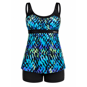 Yonique Women 2 Piece Flowy Tankini Swimsuits with Boyshorts V Neck Swim Tank Tops Bathing Suits Modest Swimwear, Medium