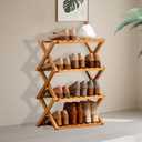 Jessie Bamboo Shoe Rack,Free Standing Shoe Rack for Closet,Portable Folding Shoe Storage Rack, Space Saving,Shoe Shelf for Bedroom Entryway Hallway Closet Living Room (Primary-4 Tier)