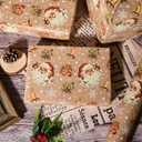 Dlyrroba Reversible Newspaper Christmas Wrapping Paper Jumbo Roll - Vintage Holiday Gift Wrap with Metallic Foil Shine Gold Xmas Design for Women Men Kids Holiday Winter Celebration (Kraft - Santa Claus, 17 Inches X 16.5 Feet)